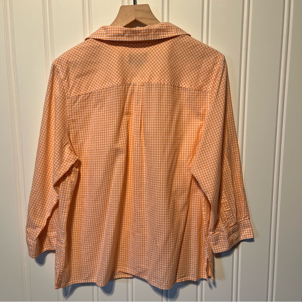 Pendleton Orange & White Checkered Button Down Sh… - image 4